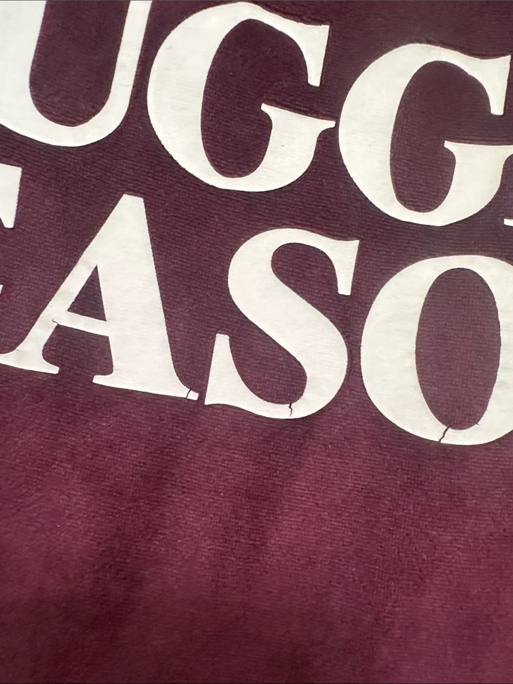 Justice Plush Crewneck Sweatshirt in Burgundy with Pink Script